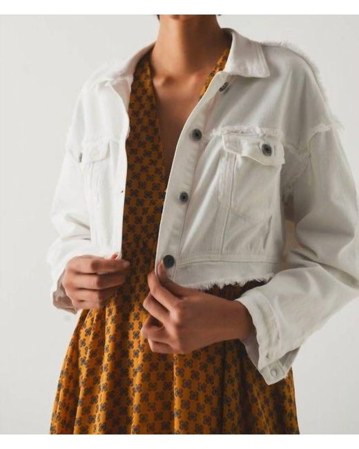 Q2 Brown Cropped Raw Hem Denim Jacket