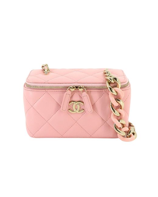 Chanel Pink Vanity Leather Clutch Bag (pre-owned)
