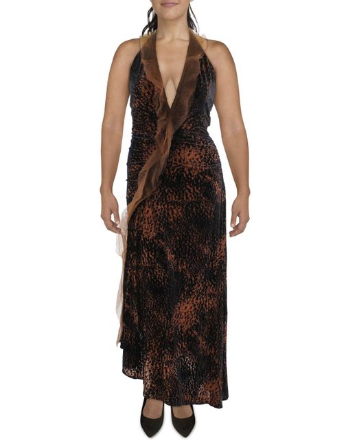 Donna Karan Black Velvet Burnout Halter Dress