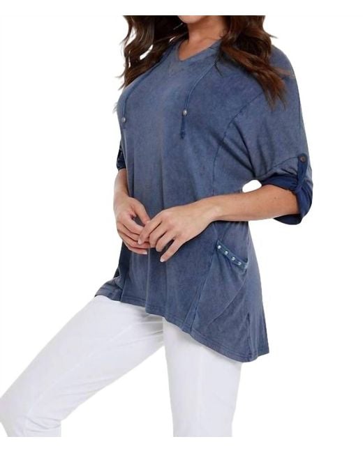 Angel Blue Hooded Drawstring Tunic Top