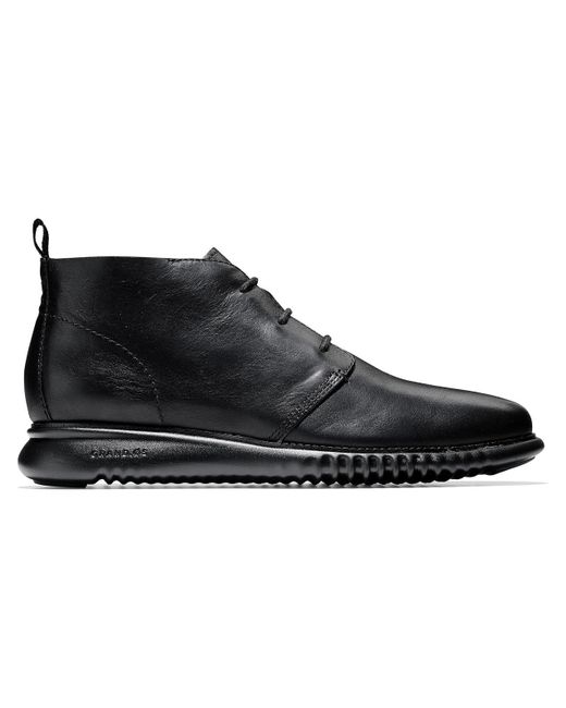 Cole Haan Black 2 Zerogrand Leather Lace Up Chukka Boots for men