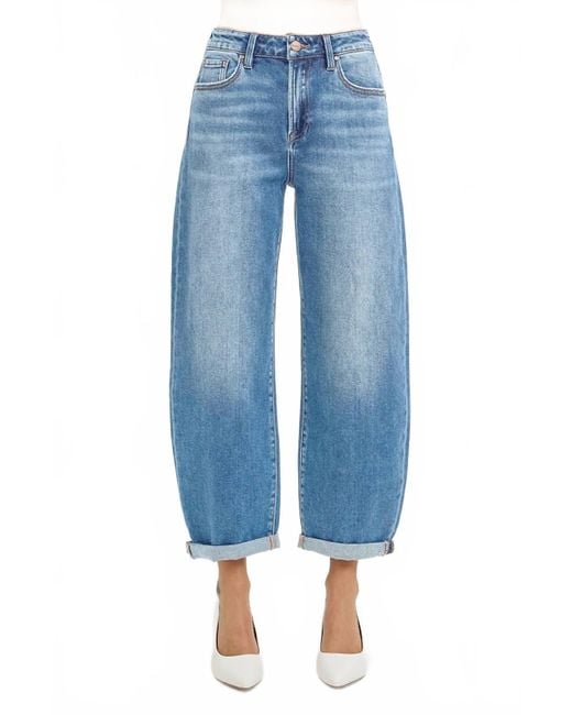Risen Blue Lily High Rise Barrel Rolled Jeans