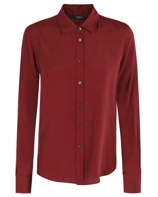 Seventy Red Bordeaux Long-Sleeved Shirt With Regular Collar