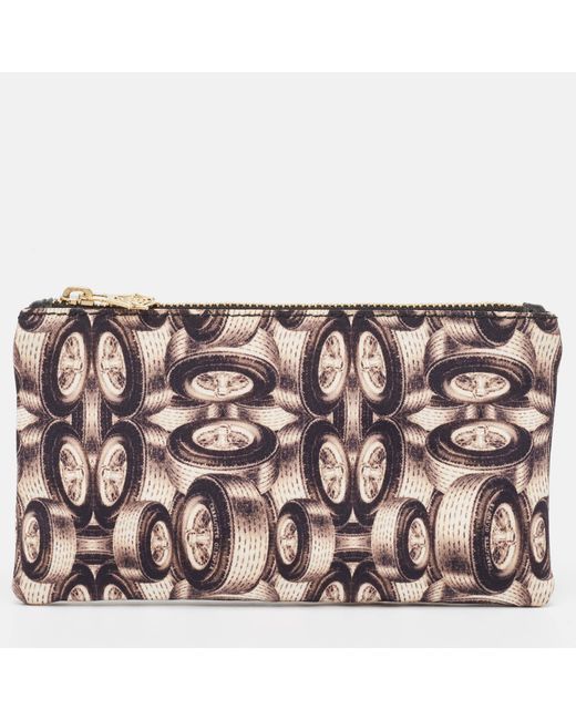 Charlotte Olympia Pink Color Printed Fabric Zip Pouch
