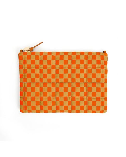 Clare V. Orange Flat Clutch In Poppy/khaki