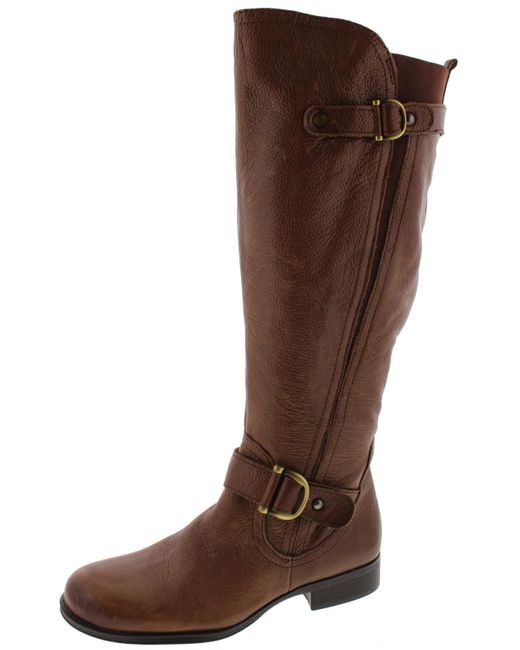 Naturalizer Jersey Leather Wide Shaft Riding Boots in Brown | Lyst