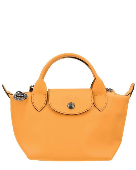 Longchamp Orange Le Pliage Xtra Xs Leather Handbag