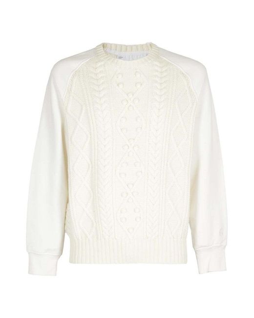 Neil Barrett White Cable Knit Hybrid Raglan for men