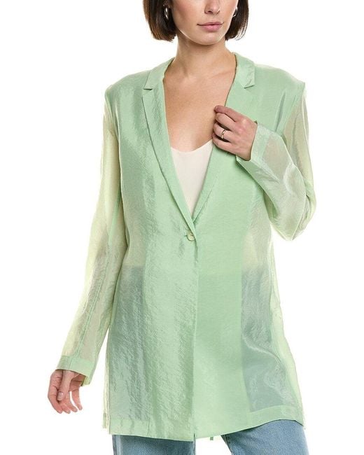 LAPOINTE Green Sheer Silk-Blend Blazer