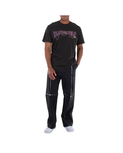 Bluemarble Black Metallic-Detail Wide-Leg Trousers for men