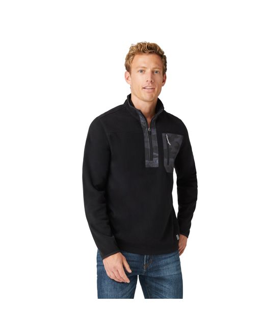 Free Country Black Freecycle Super Soft Microfleece 1/2 Zip Mock Neck Shirt for men