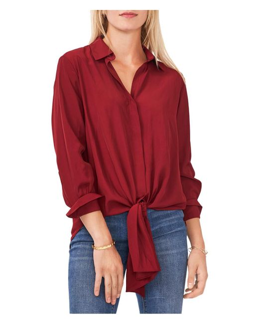 Vince Camuto Red Tie Front Dressy Blouse