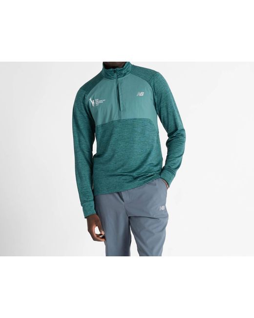 New Balance Green Athletic Heat Grid 1/2 Zip for men