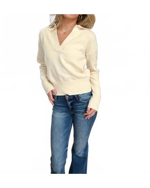 Elan Blue Collared V-Neck Sweater
