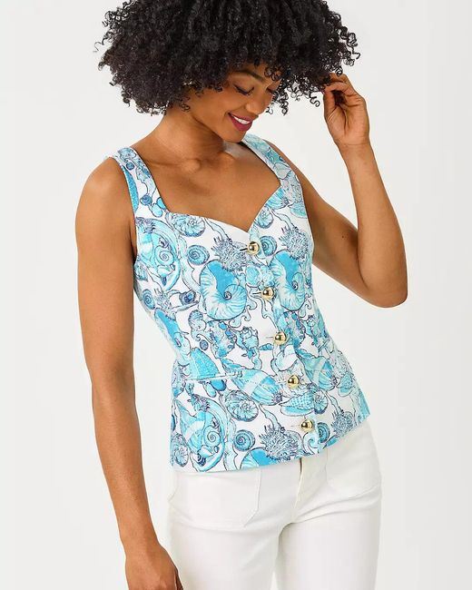 Lilly Pulitzer Blue Hellar Linen Vest