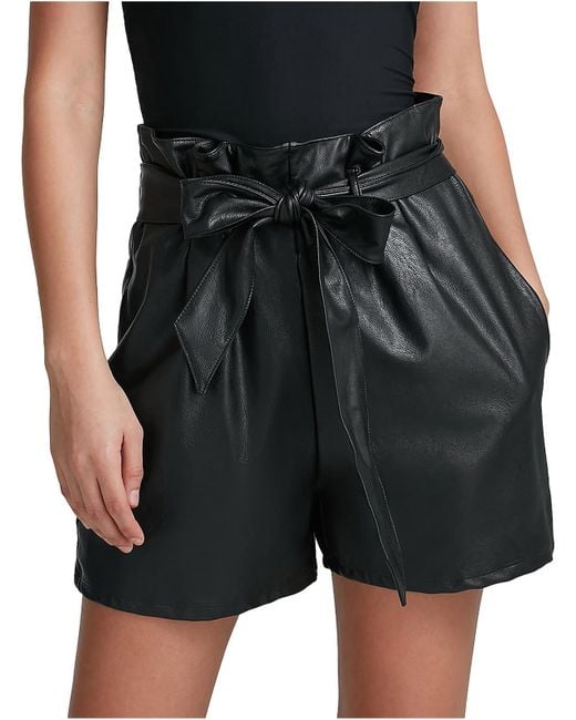 Commando Black Paperbag Waist Coated High-waist Shorts