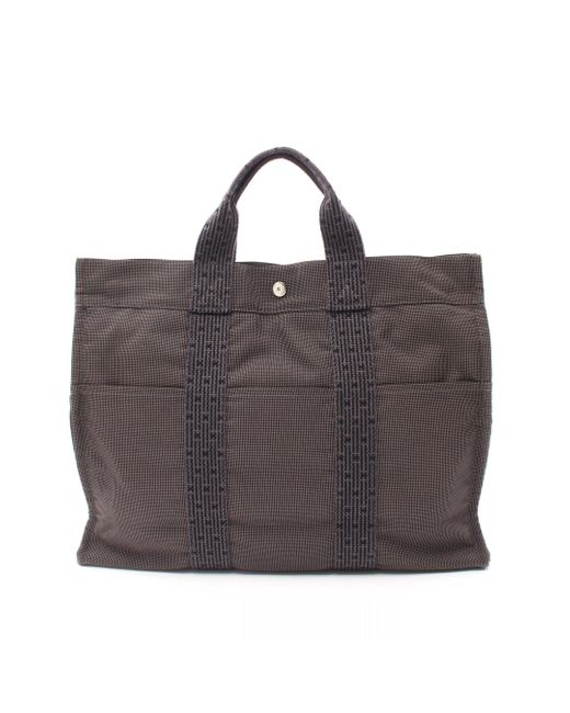 Hermès Brown Yale Line Mm Handbag Tote Bag Nylon Canvas Dark Gray