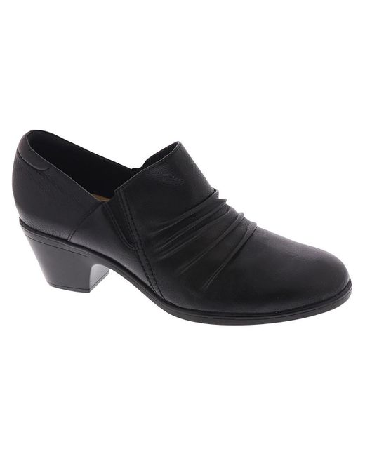 Clarks Black Emily Cove Leather Slip On Clogs