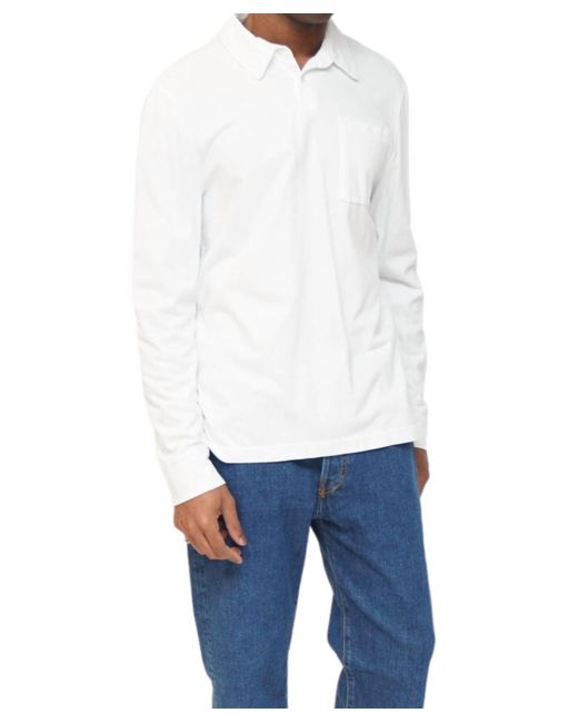 James Perse White Sueded Jersey Rugby Top for men