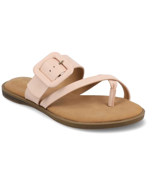 Journee Collection Pink Journee Layra Flat Sandals