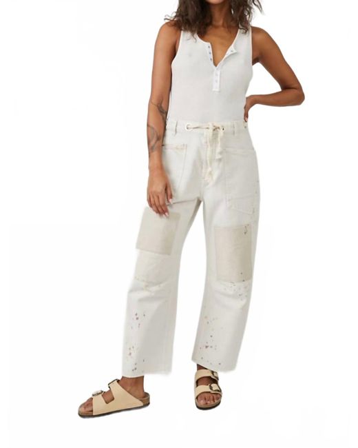 People Pull Drawstring Free People Moxie Low Slung Pull On Drawstring Barrel Jeans in Natural ...