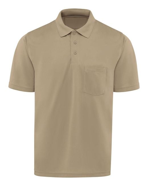 Red Kap Natural Short Sleeve Performance Knit Pocket Polo for men