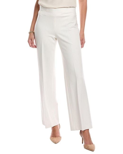 Anne Klein White Pull-On Wide Leg Trouser
