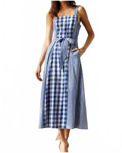 Storia Women's Blue Charlotte Gingham Midi Dress