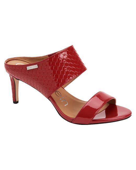 Calvin Klein Red Cecily Patent Embossed Dress Sandals