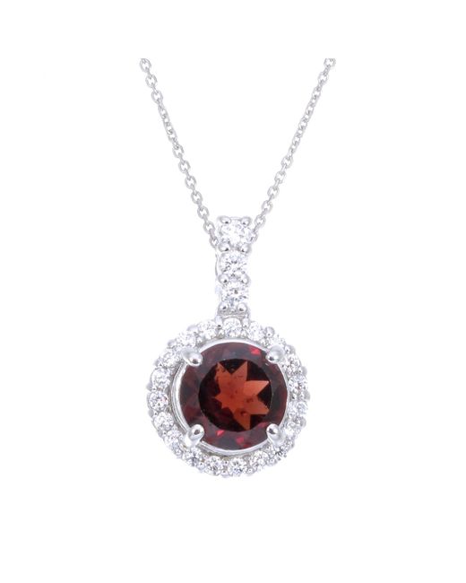 1.05 cttw Garnet Pendant .925 Sterling Silver With 18 Inch Chain 