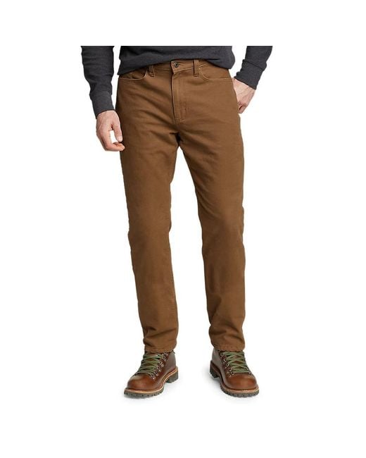 Eddie Bauer Fleece-lined Flex Mountain Jeans in Brown for Men