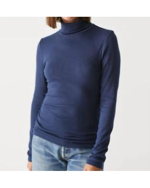 Michael Stars Blue Ruched Turtleneck Tee