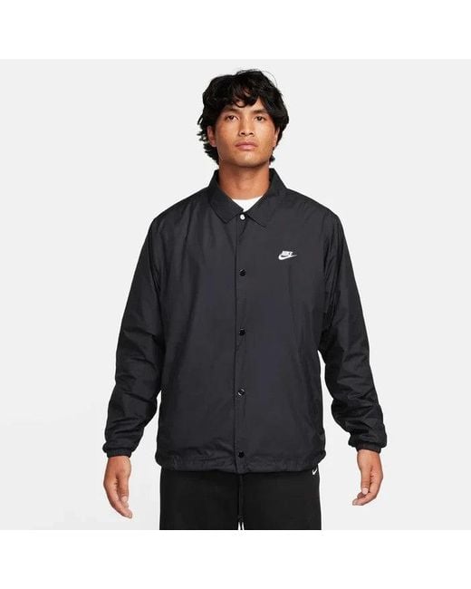 Nike Black Club Coaches Jacket Drawcord Hem Snap Front Fts950 for men