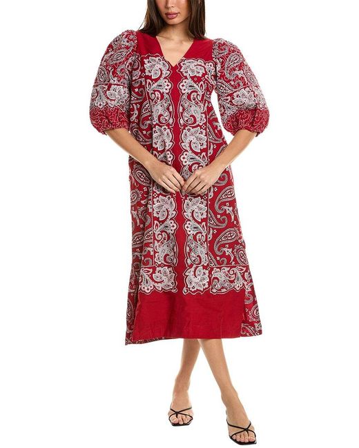 Sea Red Theodora Paisley Print Puff Sleeve Maxi Dress