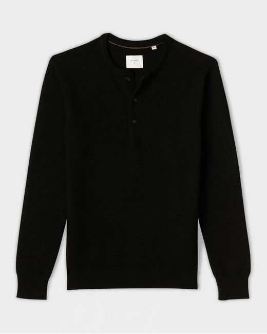 Billy Reid Black Textured Sweater Henley for men