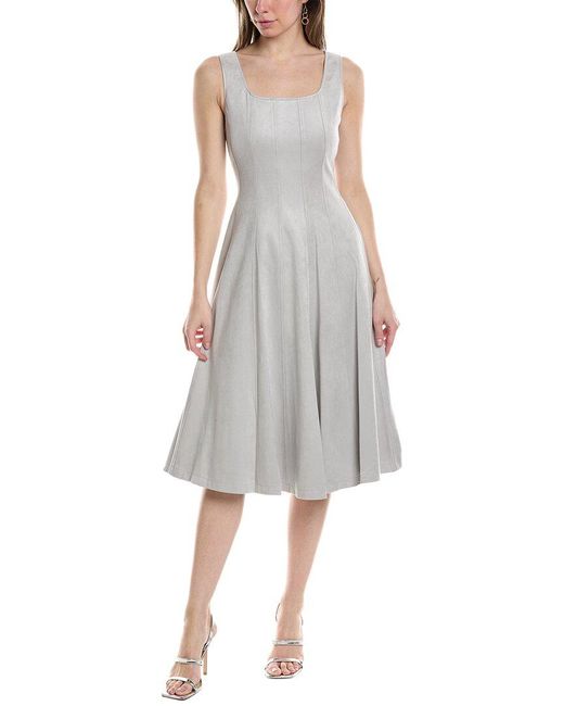 Tahari Gray Paneled A-line Dress