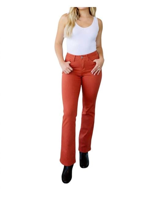 Judy Blue Red Autumn Mid Rise Slim Bootcut Jeans