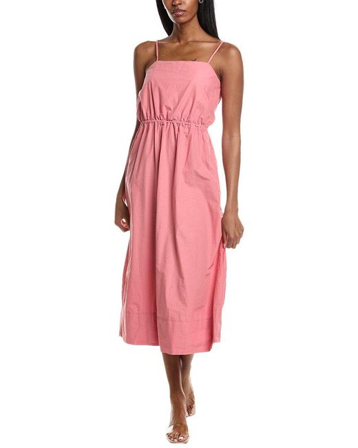 Stateside Pink Heavy Poplin Open Back Sleeveless Midi Dress