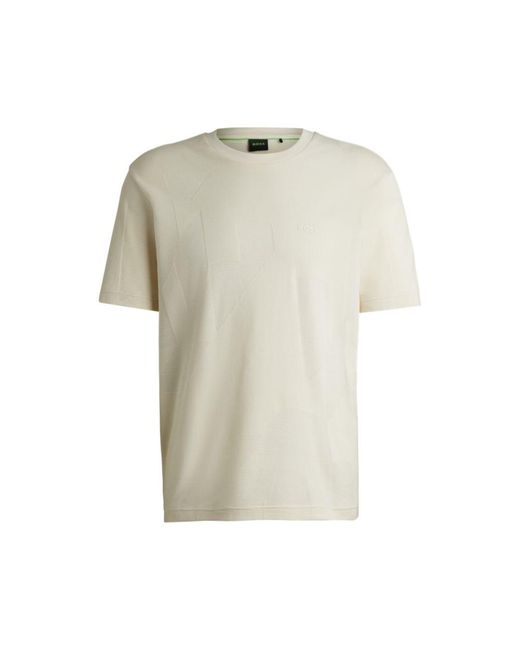 Boss Natural Cotton-Jacquard Regular-Fit T-Shirt With Seasonal Artwork for men