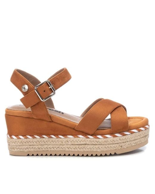 Xti Brown Suede Wedge Sandals By