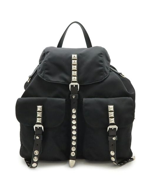 Prada Black Triangle Logo Backpack