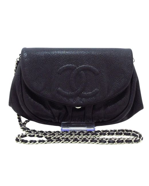 Chanel Blue Half Moon Leather Wallet (pre-owned)