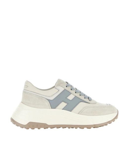 Hogan White Chunky Sole Sneakers With Textured Outsole