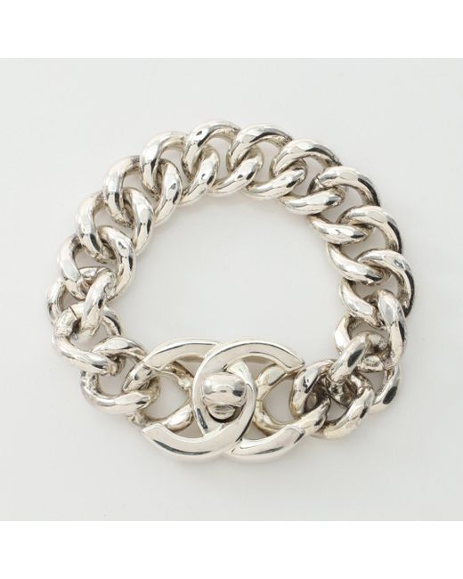 Chanel Metallic Coco Mark Turn Lock Bracelet 96p