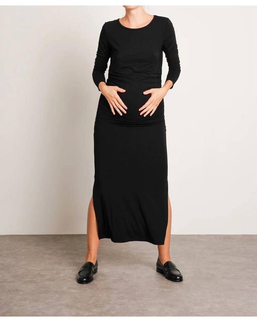 Nom Maternity Women's Black Curve Long Sleeve Maternity Maxi Dress
