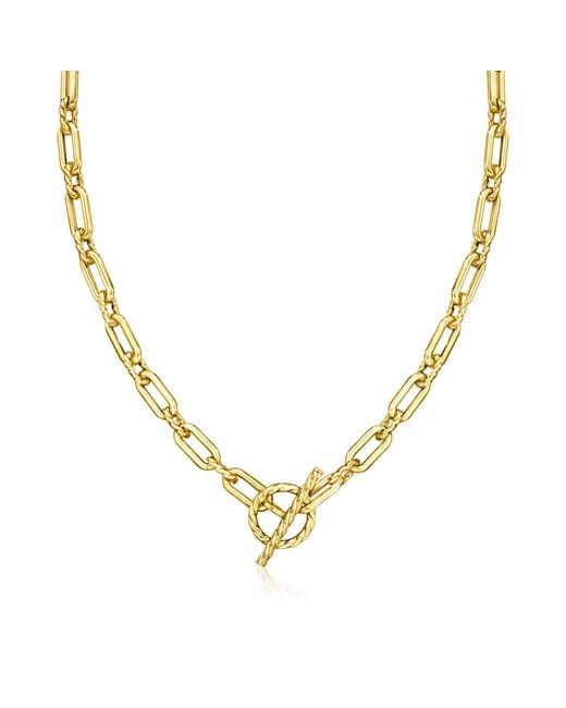 Ross-Simons Metallic Italian 18kt Yellow Gold Paper Clip Link toggle Necklace