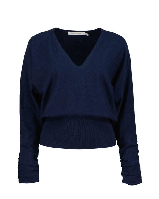 Bishop + Young Blue Ava Ruche Sleeve Sweater