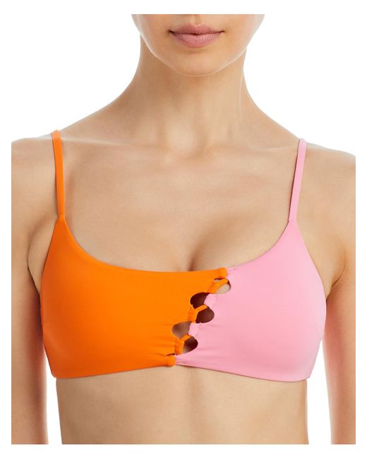 L*Space Orange Solstice Top Nylon Bikini Swim Top