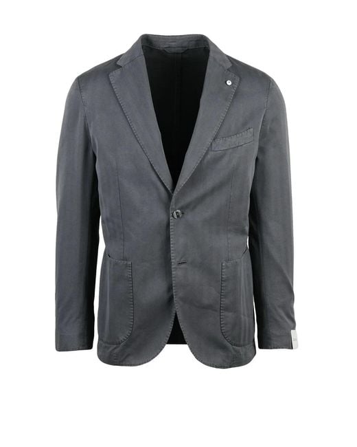L.b.m. 1911 Gray Cotton Polyamide Elastane Fitted Jacket for men