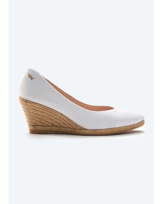 VISCATA Roses Limited Edition Canvas V Cut Espadrille Wedges in White ...